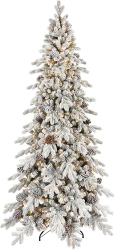 9ft prelit snow - prelit, flocked